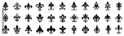 Set of Fleurs-de-lis icons. Vector illustration.