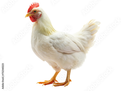 White chicken isolated on a transparent background.