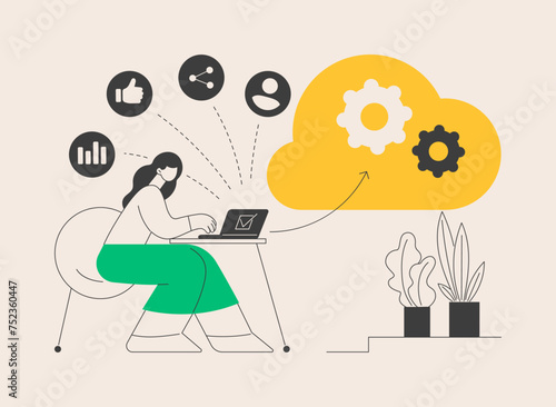 Cloud based engine abstract concept vector illustration.