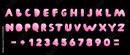 Bubble abstract alphabet in trendy retro y2k style. 3D bubble typeface. Graffiti organic font. Psychedelic Bubble shaped letters. Pink Bubble Gum. Numbers in the form ofballoon.Typeface Y2k Aesthetic.