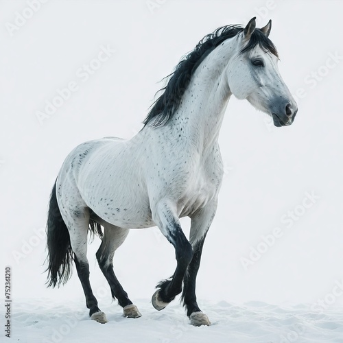 white horse on a white background 