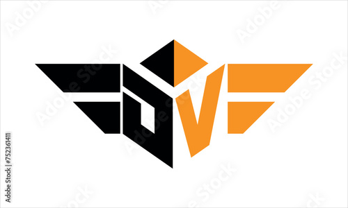 DV initial letter falcon icon gaming logo design vector template. batman logo, sports logo, monogram, polygon, war game, symbol, playing logo, abstract, fighting, typography, icon, minimal, wings logo