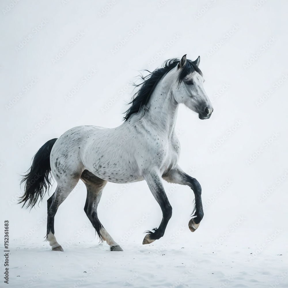 white horse on a white background
