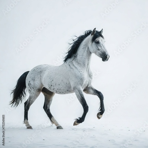 white horse on a white background 