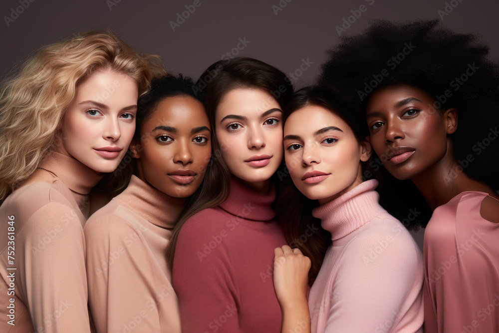 Fototapeta premium Diverse beauty: group of multiracial women