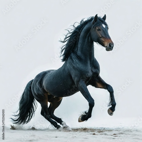 black horse on white background