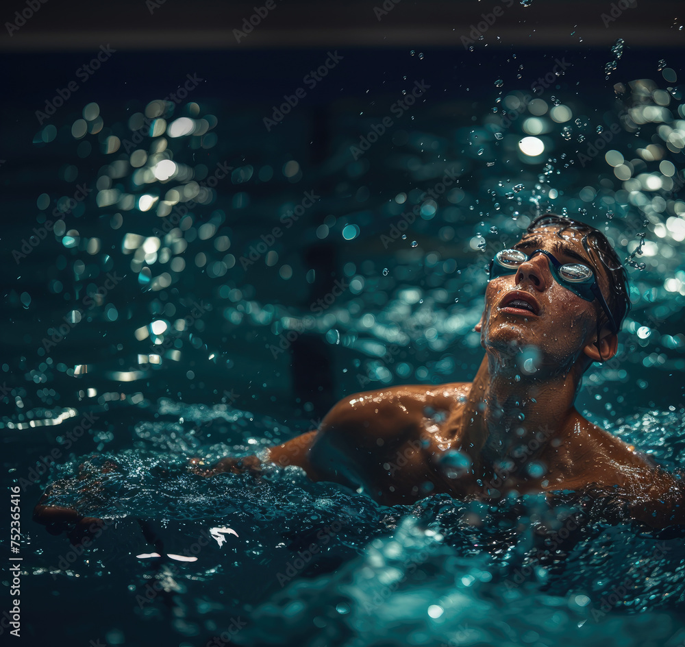 Sports photo of an olympic swimmer in a swimming pool