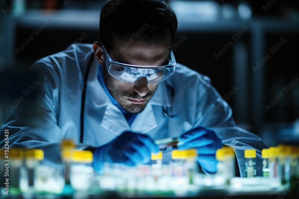 a medical laboratory researcher examining samples highlighting innovation and attention to detail a medical laboratory researcher examining samples highlighting innovation and attention to detail