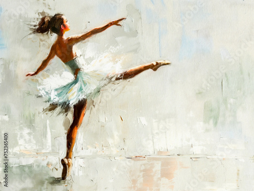 Beautiful ballerina in white tutu dancing, watercolor painting. AI generative.