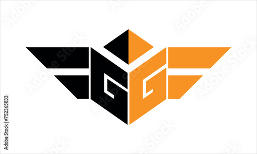 GG initial letter falcon icon gaming logo design vector template. batman logo, sports logo, monogram, polygon, war game, symbol, playing logo, abstract, fighting, typography, icon, minimal, wings logo