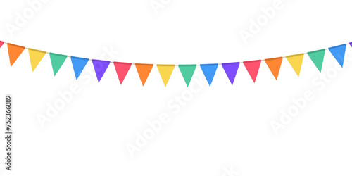 Festive flags garland in lgbt rainbow colors. Celebration flags for pride decor. Triangle pennants chain. Party decoration
