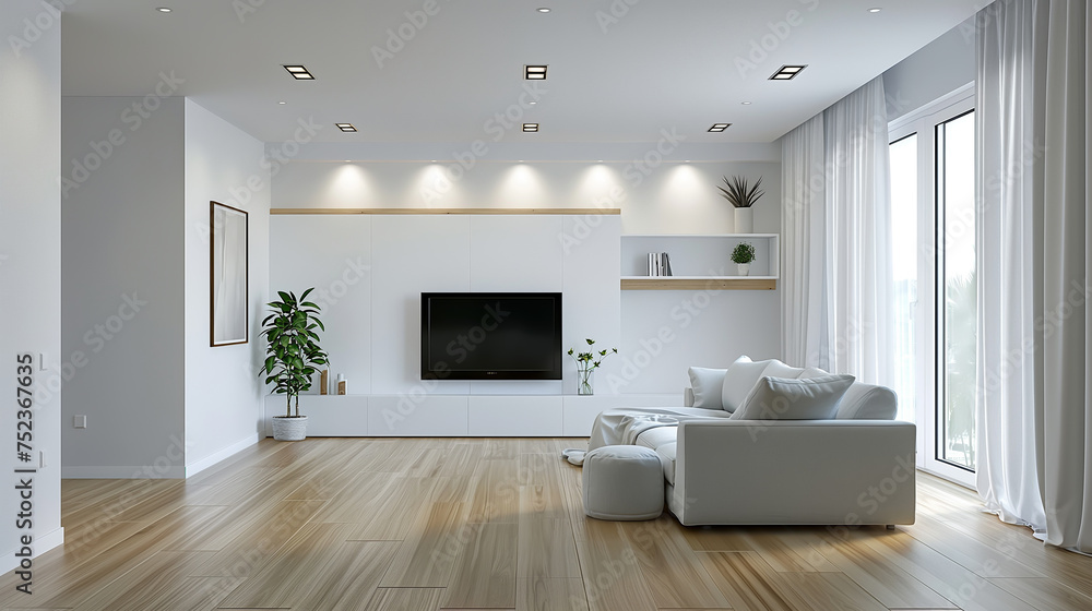 Living room with sofa and television and big window, home living with space, living room decoration, Living room with sofa and television and big window, home living with space, living room decoration,