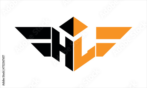 HL initial letter falcon icon gaming logo design vector template. batman logo, sports logo, monogram, polygon, war game, symbol, playing logo, abstract, fighting, typography, icon, minimal, wings logo