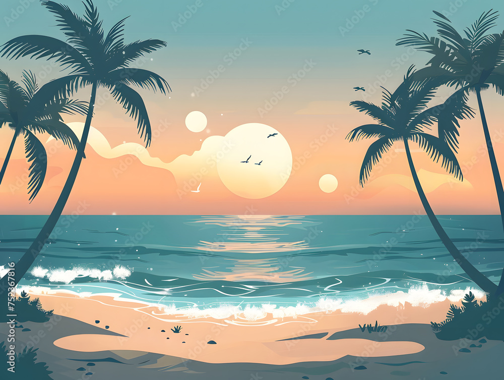 Beach Bliss: Stunning Coastal Illustrations for Digital Devices