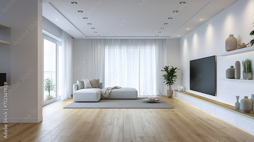 Living room with sofa and television and big window, home living with space, living room decoration, Living room with sofa and television and big window, home living with space, living room decoration,
