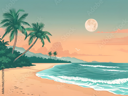 Tropical Tranquility: Dive into the Beauty of Beach Background Illustrations
