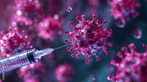 A vaccine against viruses. The syringe inside contains a vaccine against the virus. Stab the virus in the middle of the target.