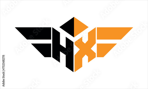 HX initial letter falcon icon gaming logo design vector template. batman logo, sports logo, monogram, polygon, war game, symbol, playing logo, abstract, fighting, typography, icon, minimal, wings logo