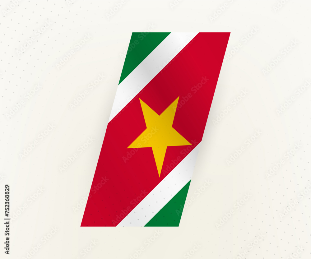 Abstract modern vertical flag of Suriname on beige background with dots. Abstract modern vertical flag of Suriname on beige background with dots.