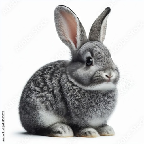 grey rabbit on white background