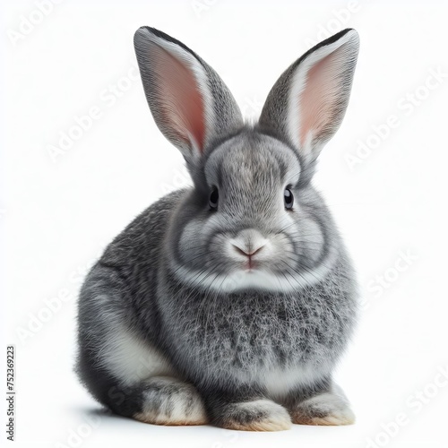 grey rabbit on white background