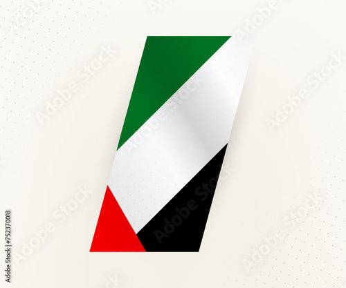 Abstract modern vertical flag of United Arab Emirates on beige background with dots.