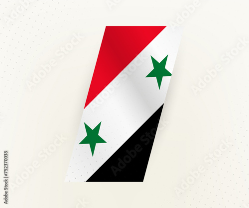Abstract modern vertical flag of Syria on beige background with dots.