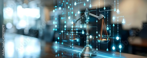 Digital Law and Technology: Icons and Tools in a Lawyer's Office. Concept Legal Research Tools, Cybersecurity Measures, Electronic Signatures, Data Privacy Laws, Digital Case Management photo