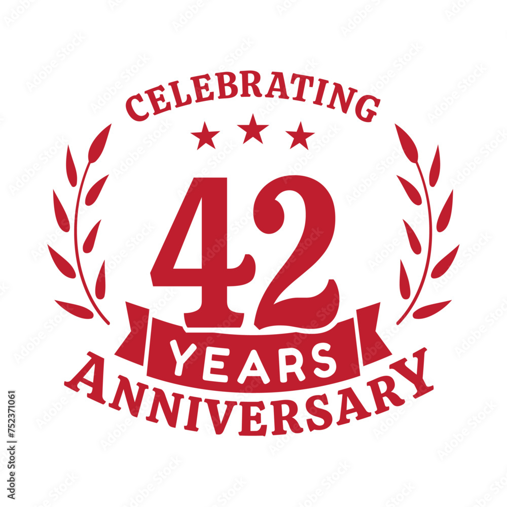 42nd anniversary celebration design template. 42 years vector and illustration
42nd anniversary celebration design template. 42 years vector and illustration