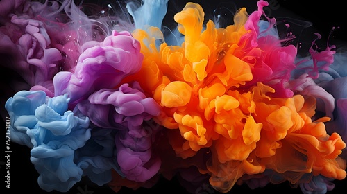 A burst of energy creates a vivid tapestry of colors as liquids collide, skillfully captured in high definition by an HD camera