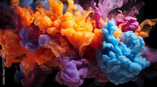 A burst of energy creates a vivid tapestry of colors as liquids collide, skillfully captured in high definition by an HD camera