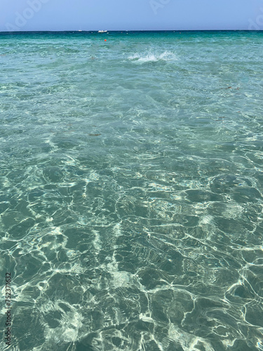 Turquoise sea water in Isuledda Beach in San Teodoro, Sardinia, Italy
