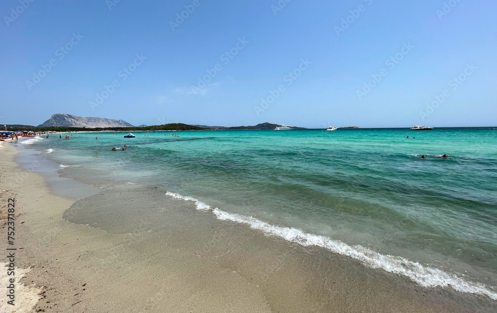 Turquoise sea water in Lu Impostu Beach in San Teodoro, Sardinia, Italy