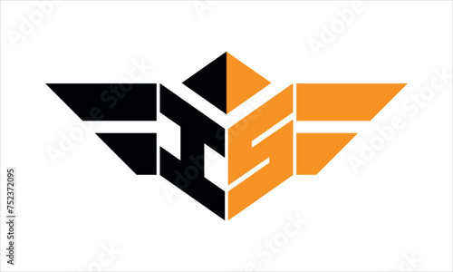 IS initial letter falcon icon gaming logo design vector template. batman logo, sports logo, monogram, polygon, war game, symbol, playing logo, abstract, fighting, typography, icon, minimal, wings logo