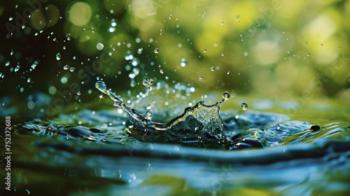 Water splash on nature green background