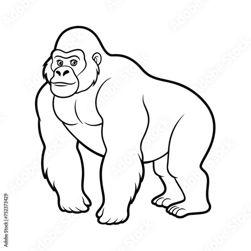 Gorilla illustration coloring page for kids