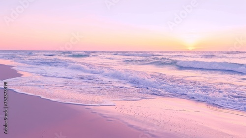 Pastel sunset hues  serene beach evening  soft coastal colors  tranquil sea gradients  gentle sky reflection  peaceful ocean ambiance  warm evening breeze  soothing beachside calm