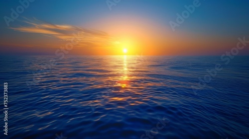 Royal blue and soft gold, majestic ocean sunset, serene sea vista, tranquil maritime scene, gentle waves, peaceful coastline, reflective water surface, regal color scheme, elegant coastal ambiance