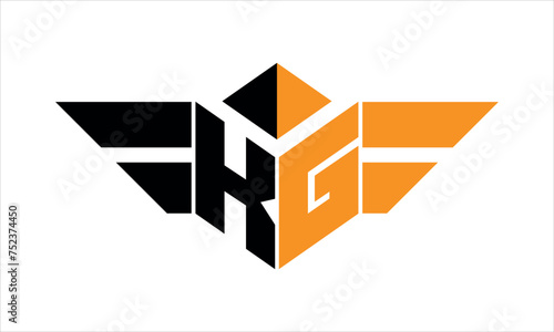 KG initial letter falcon icon gaming logo design vector template. batman logo, sports logo, monogram, polygon, war game, symbol, playing logo, abstract, fighting, typography, icon, minimal, wings logo