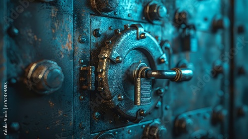 Wallpaper Mural Secure Financial Technology Vault Door with Futuristic Interface. the concept of robust security measures in banking systems. Torontodigital.ca