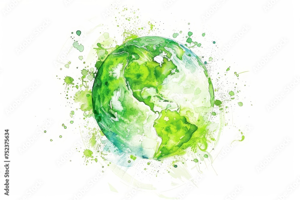 Earth day concept illustration Featuring the planet earth with green accents on a white background Promoting environmental awareness and conservation Earth day concept illustration Featuring the planet earth with green accents on a white background Promoting environmental awareness and conservation
