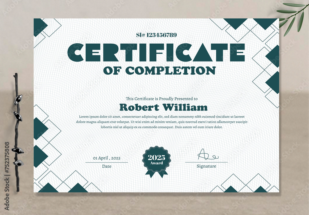 Certificate Template Layout Stock Template | Adobe Stock