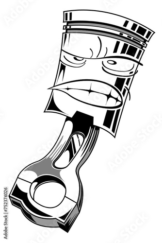 Retro engine racing piston logo silhouette vector image