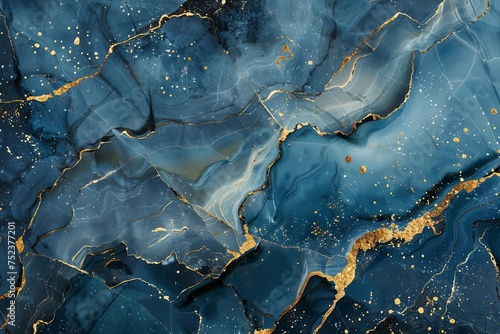 Luxurious abstract blue marble texture with golden splashes Creating a sophisticated and opulent background suitable for elegant designs