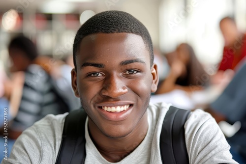 Portrait of a cheerful black student with a bright smile Symbolizing success and confidence in educational achievement