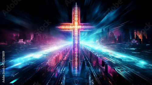 Cyber-neon Holy Cross © losee