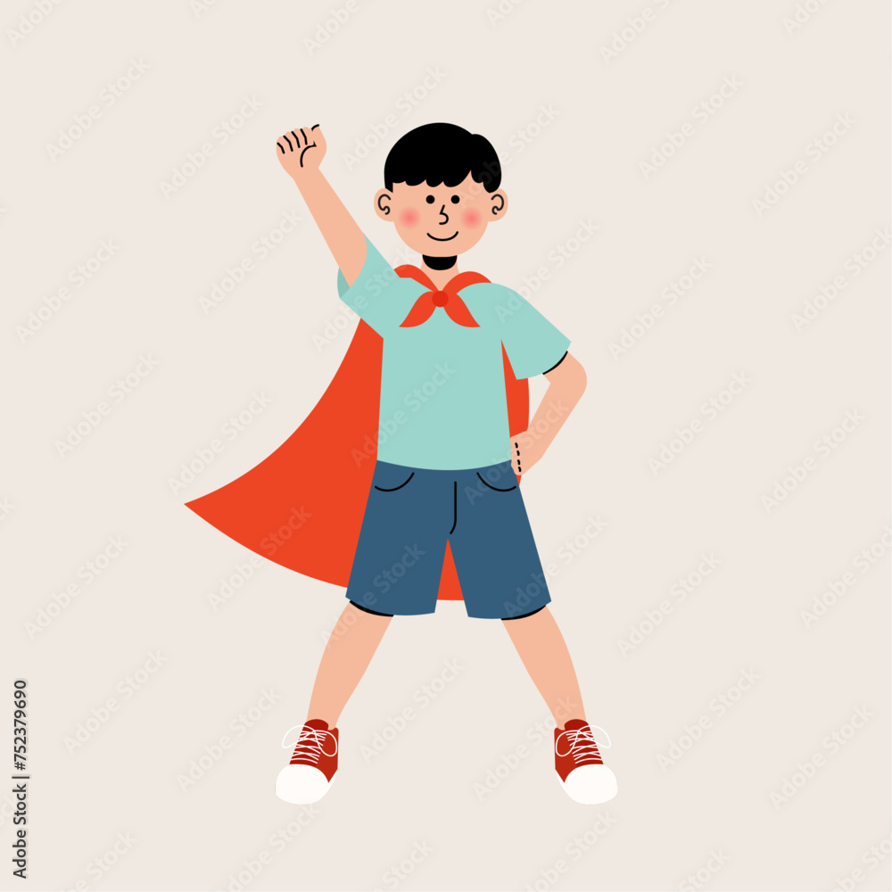 Kid with Superhero Pose Illustration Kid with Superhero Pose Illustration