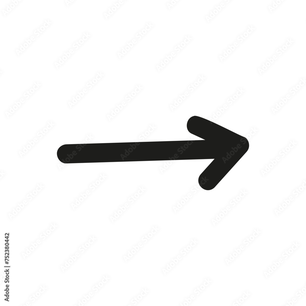 Hand drawn arrow element in doodle style. Cartoon style bold line arrow in black isolated on white background Hand drawn arrow element in doodle style. Cartoon style bold line arrow in black isolated on white background