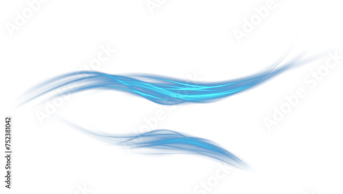 Blue glowing shiny lines effect. Luminous blue lines of speed. Light glowing effect. Light trail wave, fire path trace line and incandescence curve twirl. PNG. © Orange Sky