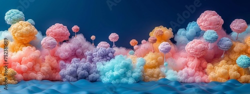 Colorful Cotton Balls Floating in the Air © Usman